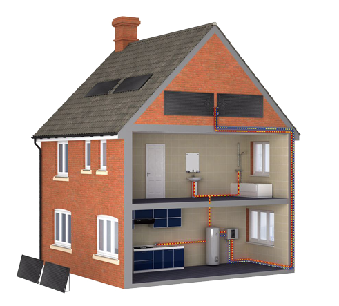Water heating house diagram